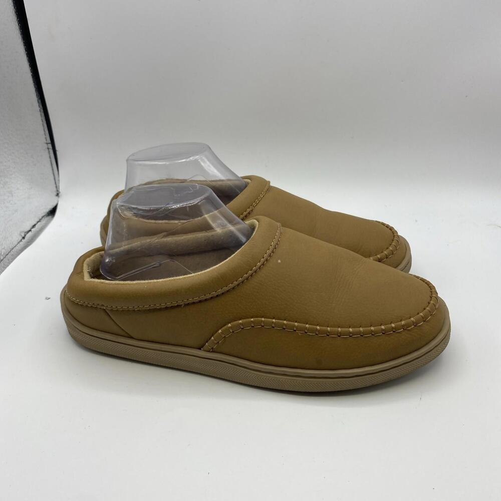 My Pillow Slippers Women's Tan Leather Loafer Mules Outdoor Soles Size 9
